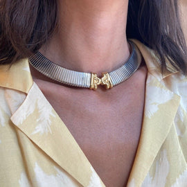 VINTAGE CONTRASTING RHODIUM AND GOLD NECKLACE