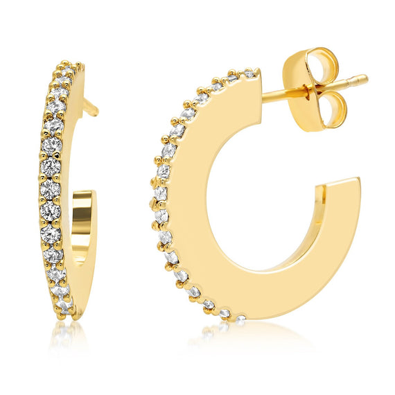 SMALL GOLD OPEN HOOPS WITH PAVE ACCENTS